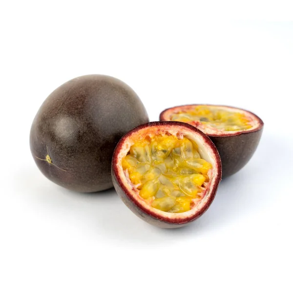 Fresh Passion Fruit Maracuja White Background Stock Image