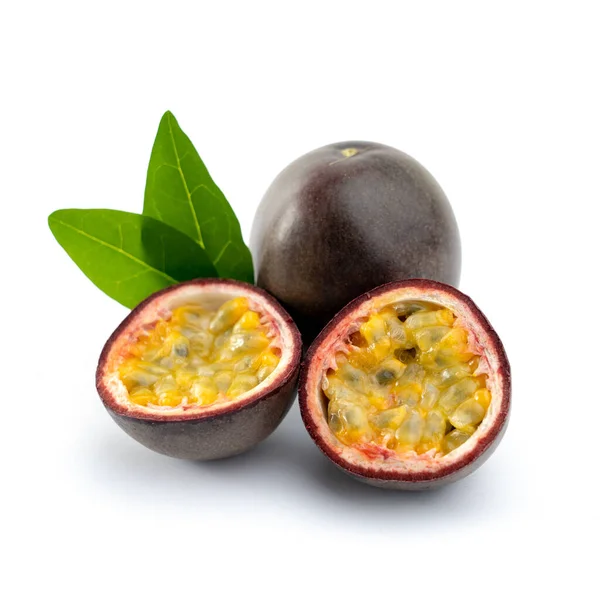 Fresh Passion Fruit Maracuja White Background Royalty Free Stock Photos