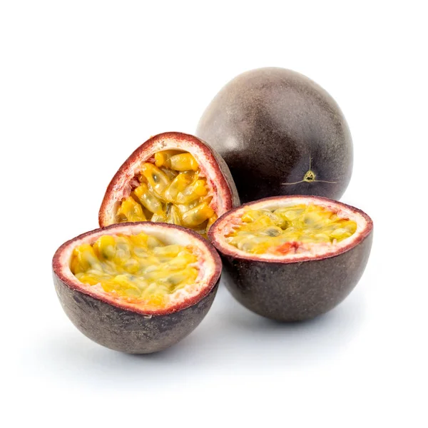 Fresh Passion Fruit Maracuja White Background 스톡 이미지