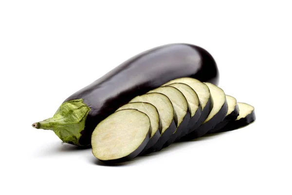 Aubergine Eller Aubergine Isolerad Vit Bakgrund Stockfoto