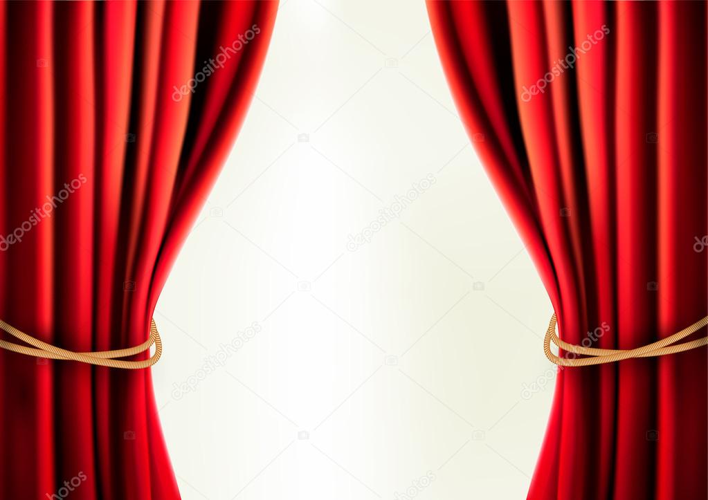 Background with red velvet curtain Vector illustration