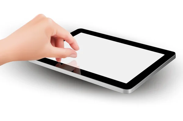 Dedos beliscando para ampliar a tela do tablet — Vetor de Stock