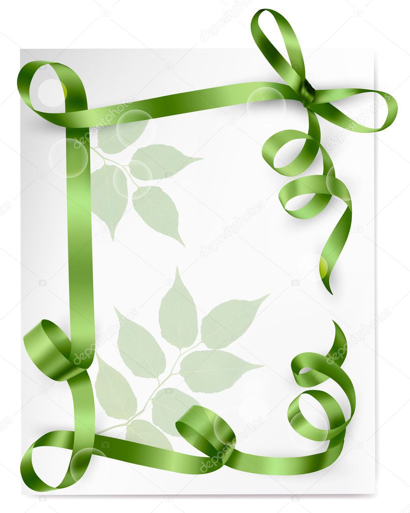 Card note with gift bow with ribbons