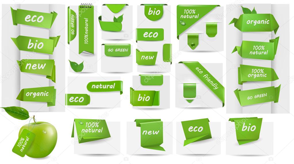 Collection with Eco tags and labels and stickers Vector illustration