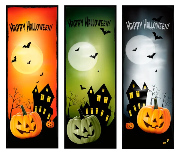 Três banners de Halloween Vector — Vetor de Stock