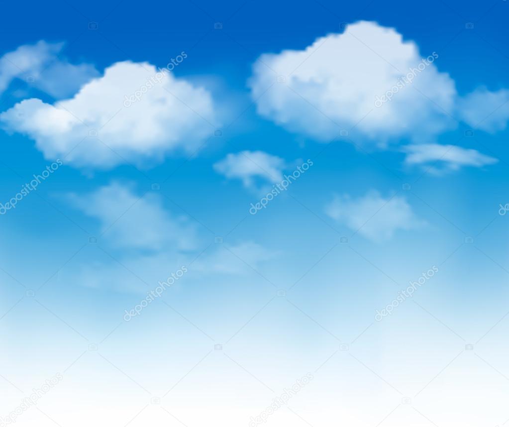 Blue sky with clouds. Vector background