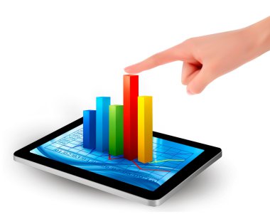 ve bir el vektör grafik tablet ekranıyla