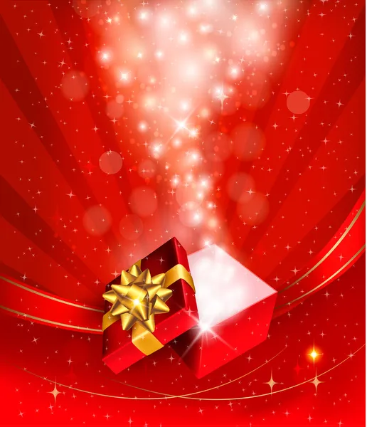 Sfondo natalizio con scatola regalo aperta. Vettore . — Vettoriale Stock