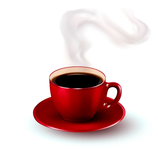 Tazza di caffè rosso perfetto con vapore. Illustrazione vettoriale . — Vettoriale Stock