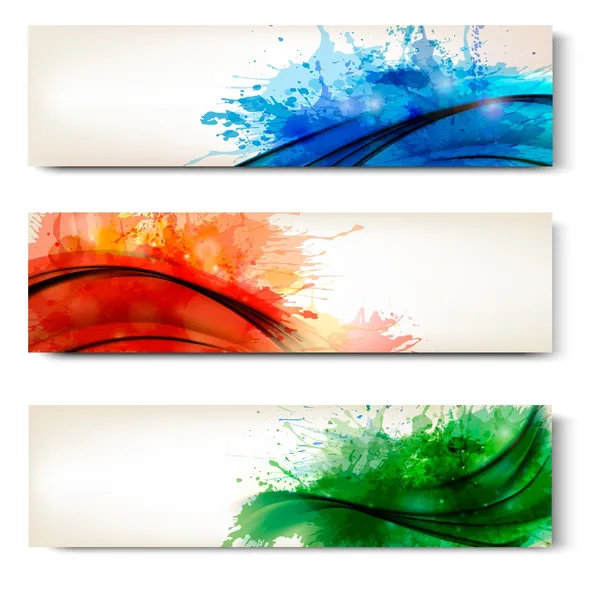 Collectie van kleurrijke abstracte aquarel banners. vector — Stockvector