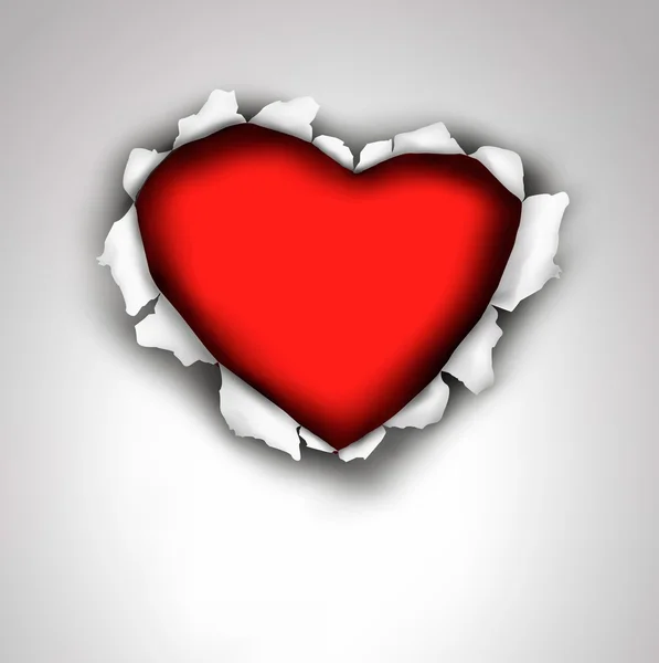 Valentin szív kártya Design. Piros rózsák, és a szíve szakadt papír. V — Stock Vector