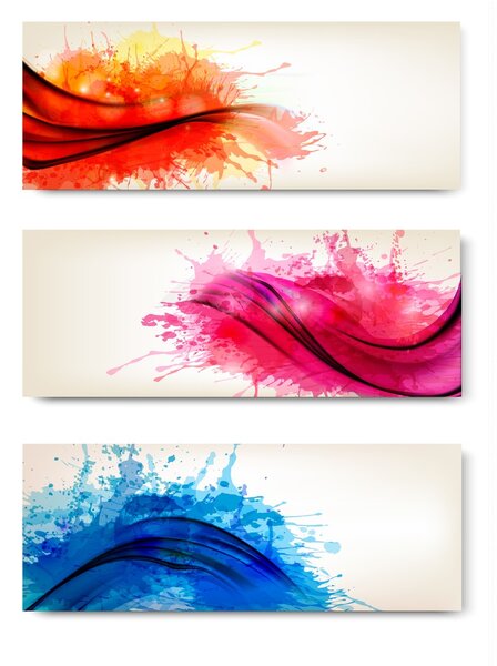 Colección de banderas de acuarela abstractas de colores. Vector illus — Vector de stock