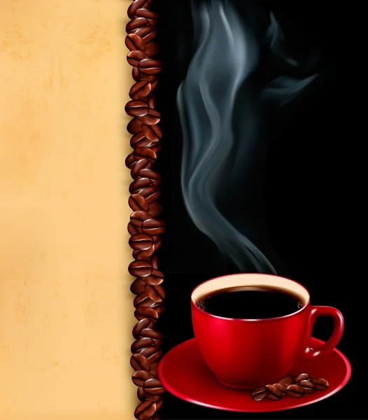 杯のコーヒーと古い paper.vector の背景. — ストックベクタ
