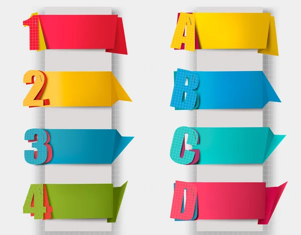 Banderas retro de origami abstractas con camadas y números. Vector — Vector de stock