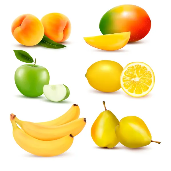 Big set of fresh fruit. Vector — Stock Vector