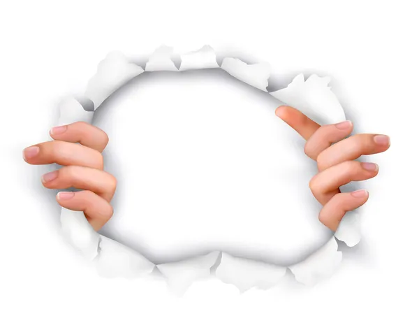 Φόντο με χέρια που δείχνουν γούρνα μια τρύπα της Λευκής Βίβλου. v — Διανυσματικό Αρχείο