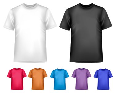 Black and white and color men polo t-shirts. Design template. Ve clipart