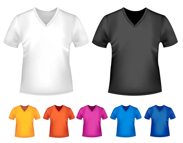 Black and white and color men polo t-shirts. Design template. Ve — Stock Vector