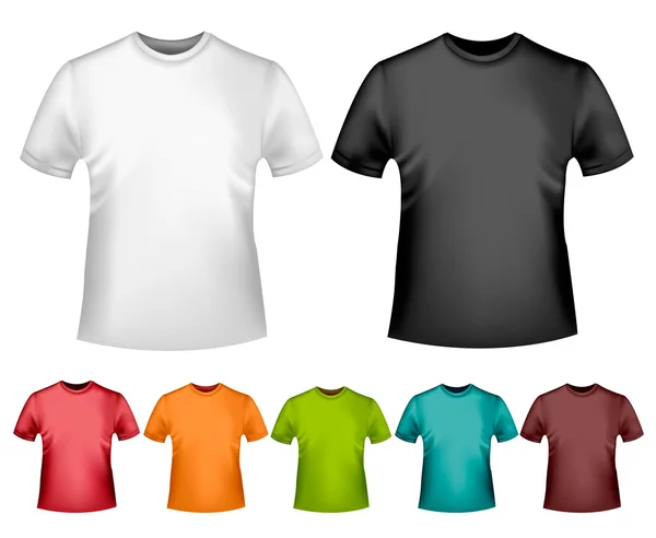 Preto e branco e homens de cor polo camisetas. Modelo de design. Ve — Vetor de Stock