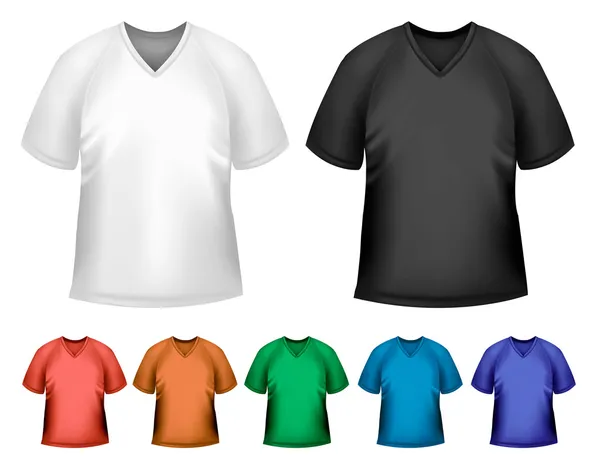 Preto e branco e homens de cor polo camisetas. Modelo de design. Ve — Vetor de Stock