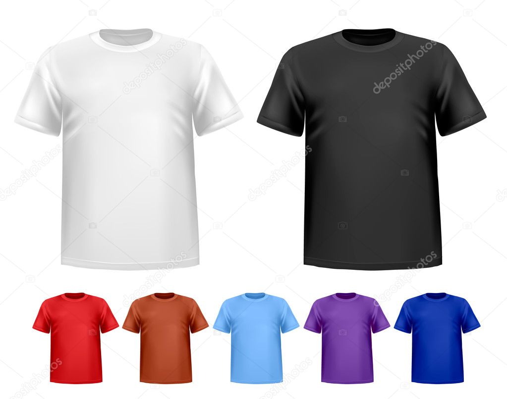 Black and white and color men polo t-shirts. Design template. Ve
