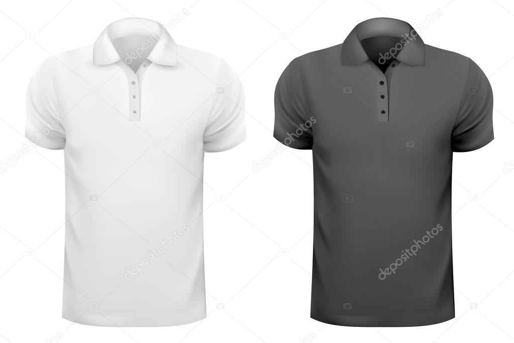 Black and white men t-shirts. Design template. Vector illustrati