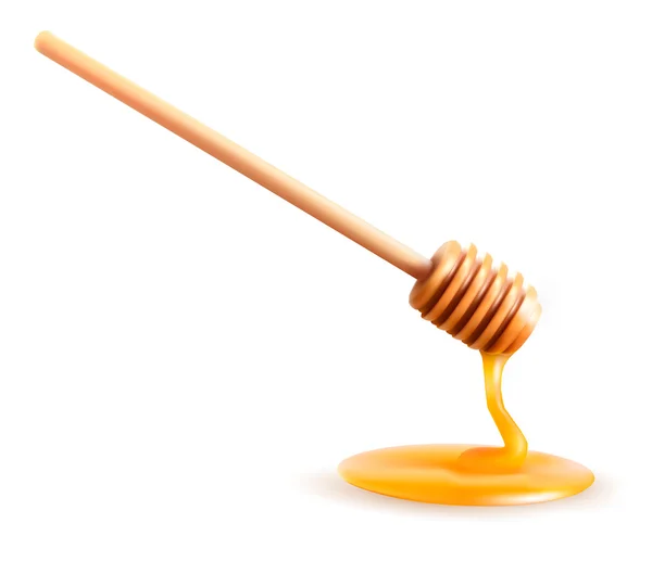 Honing met dipper. Vectorillustratie. — Stockvector