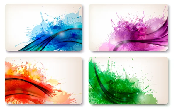 Collection of colorful abstract watercolor cards. Vector — Stock Vector