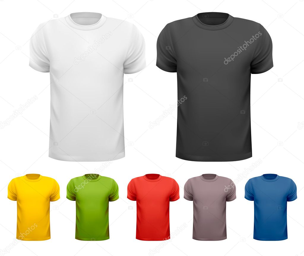 Black and white and color men t-shirts. Design template. Vector Stock ...