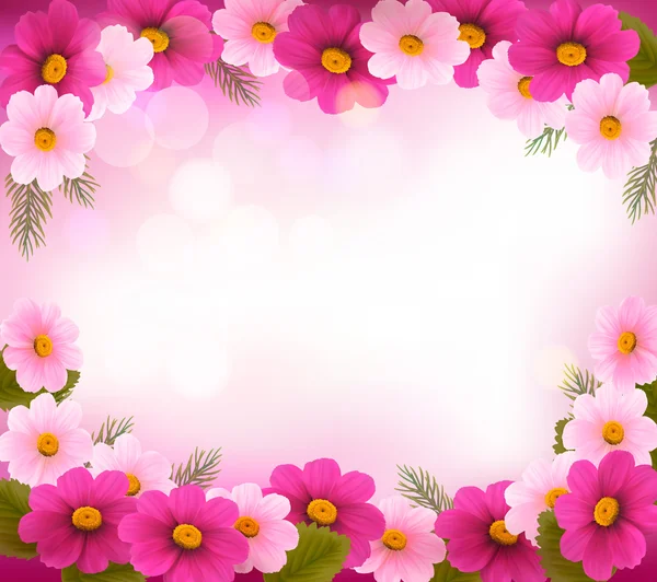 Holiday frame with colorful flowers. Vector