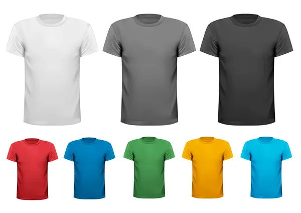 Zwart en wit en kleur mannen polo shirts. Ontwerp sjabloon. Vectorillustratie — Stockvector