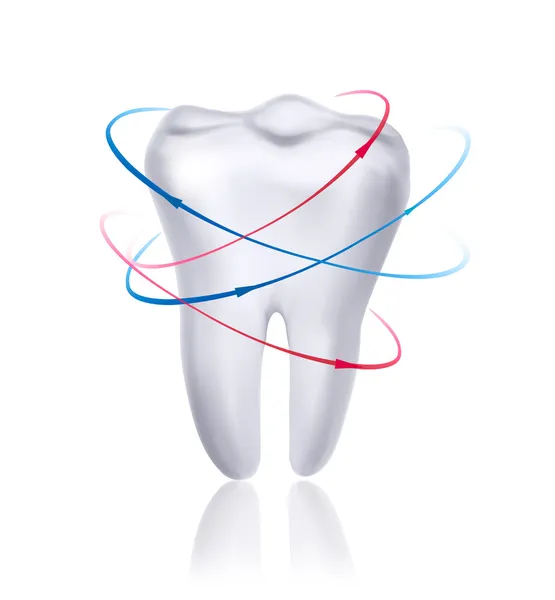 Dente bianco circondato da travi. Prendersi cura del concetto di denti. V — Vettoriale Stock