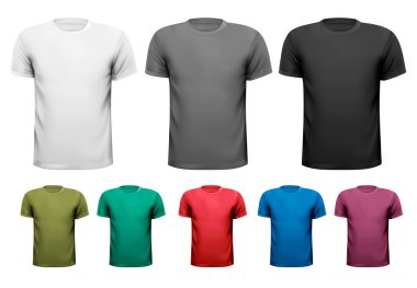 Black and white and color men t-shirts. Design template. Vector clipart