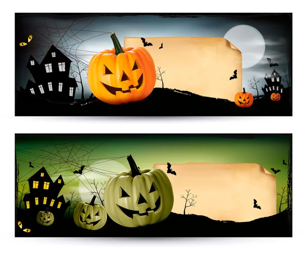 Dois banners de Halloween Vector — Vetor de Stock