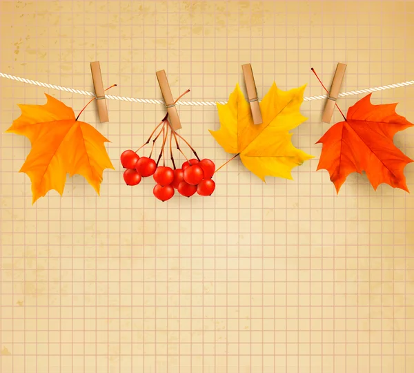 Fond d'automne avec des feuilles. Illustration vectorielle . — Image vectorielle
