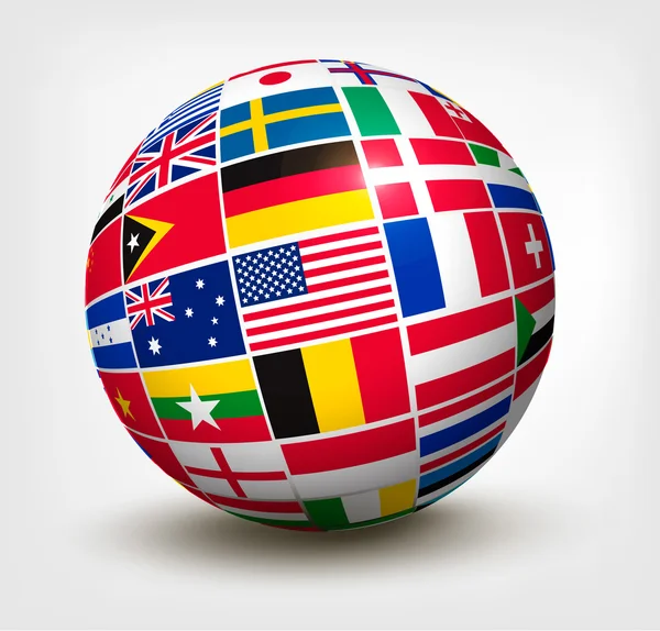 Globe dünya bayrakları. vektör çizim.