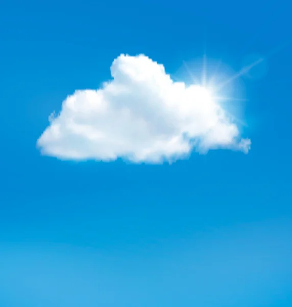 Ciel bleu avec nuage et soleil. Fond vectoriel . — Image vectorielle