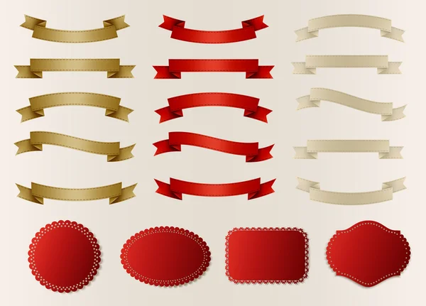 Set di nastri retrò, etichette, adesivi e tag. Vettore illustrativo — Vettoriale Stock