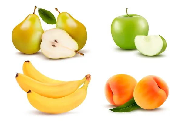 Gran grupo de frutas diferentes. Vector. — Vector de stock