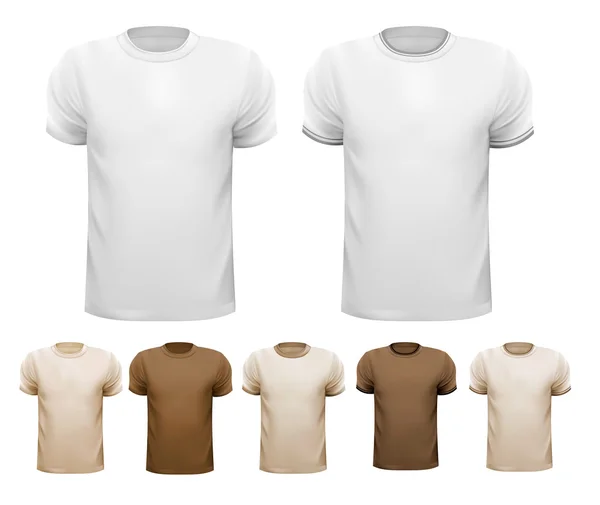 Conjunto de camisas masculinas blancas y coloridas. Vector . — Vector de stock