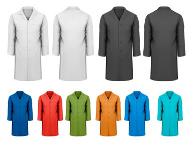 Set of white and black and colorful work clothes. Vector clipart