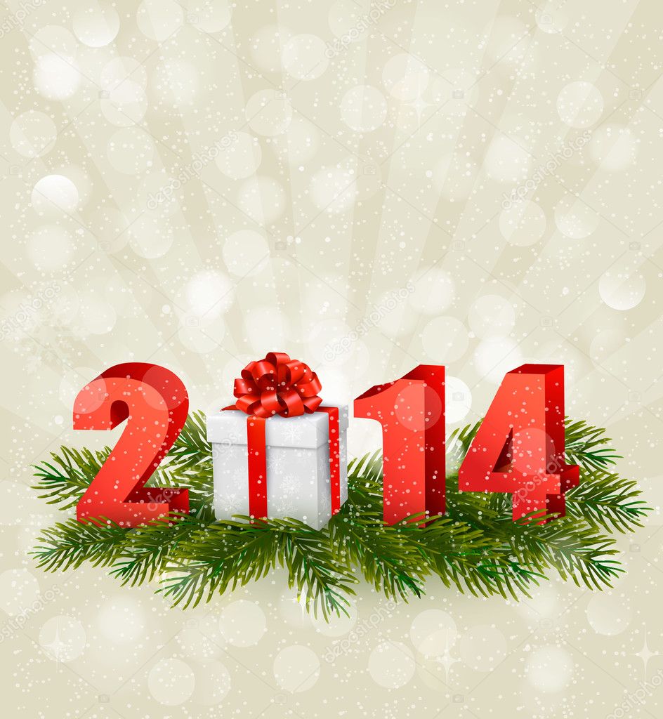 Happy new year 2014! New year design template. Vector illustrati