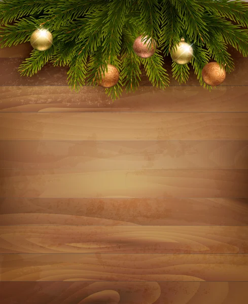 木制的背景上的圣诞装饰。矢量. — 图库矢量图片