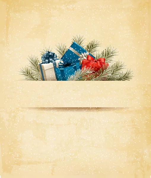 Fond de vacances avec ruban cadeau avec boîte cadeau Vector — Image vectorielle