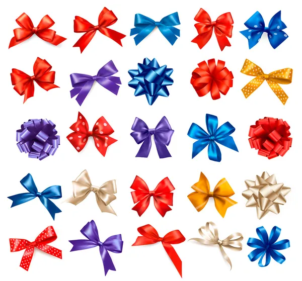 Big set of colorful gift bows with ribbons. Vector. — Stock Vector