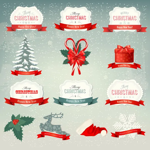 Μεγάλη συλλογή Χριστούγεννα εικόνες και στοιχεία σχεδίασης. διανυσματικά il — Διανυσματικό Αρχείο
