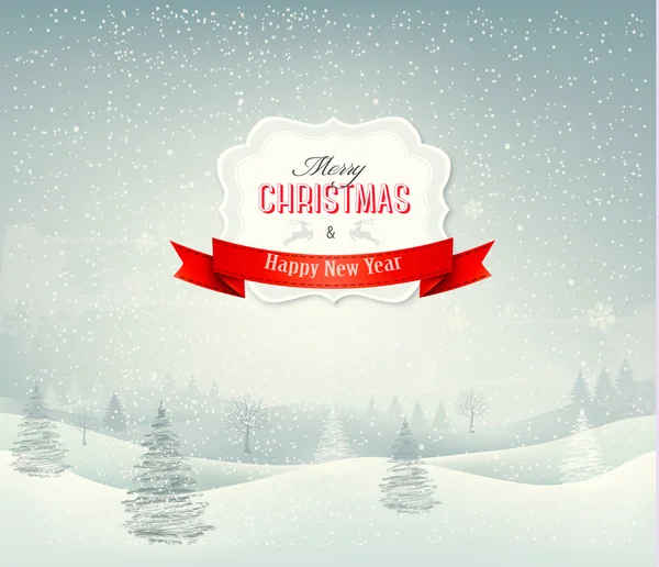 Kış manzarası ile tatil Noel arka plan. vektör. — Stok Vektör