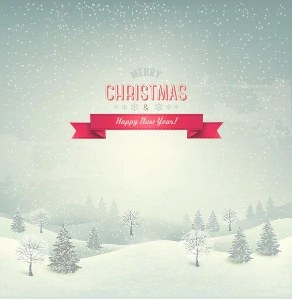 冬の風景と休日のクリスマスの背景 — ストックベクタ