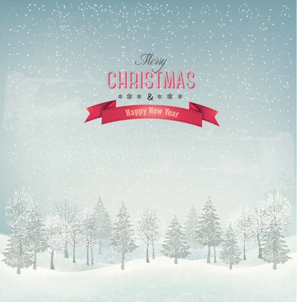 Holiday christmas background with winter landscape — Stock Vector