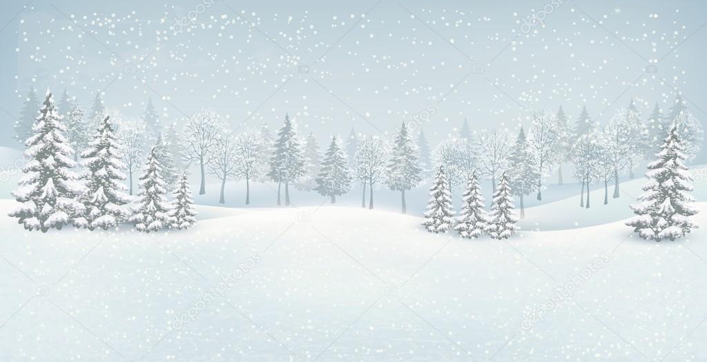 Christmas winter landscape background. Vector.